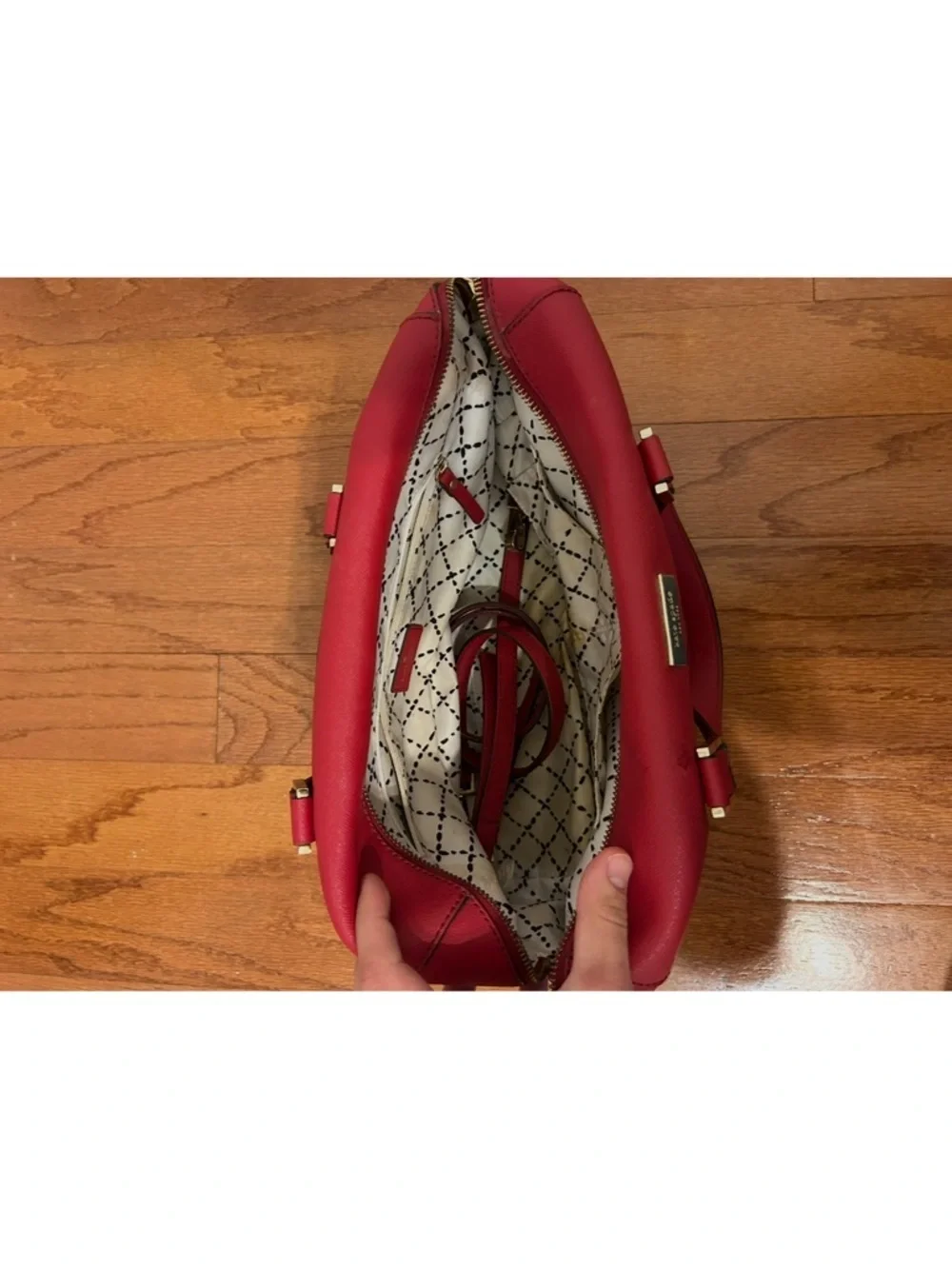 Kate Spade New York Red Saffiano Leather Satchel Top Handle Crossbody Bag